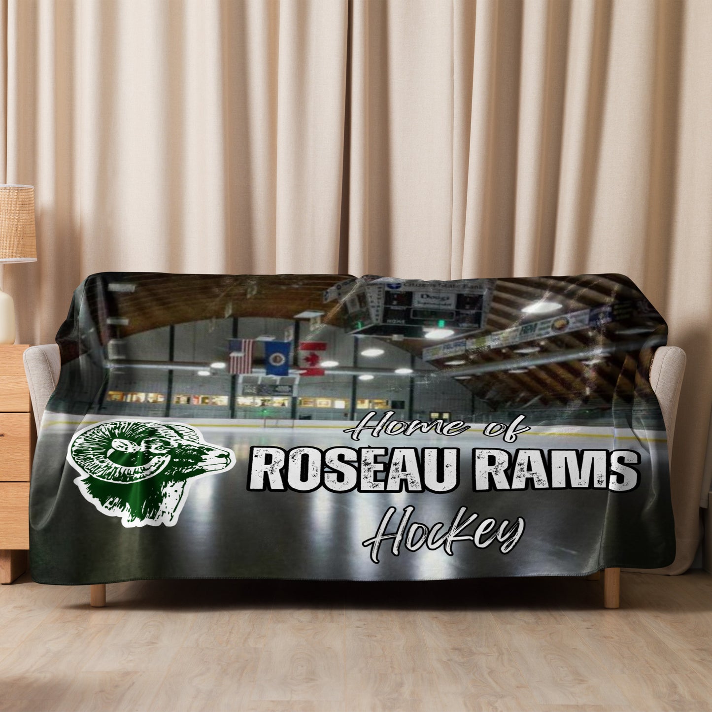 Home of the Roseau Rams Sherpa blanket