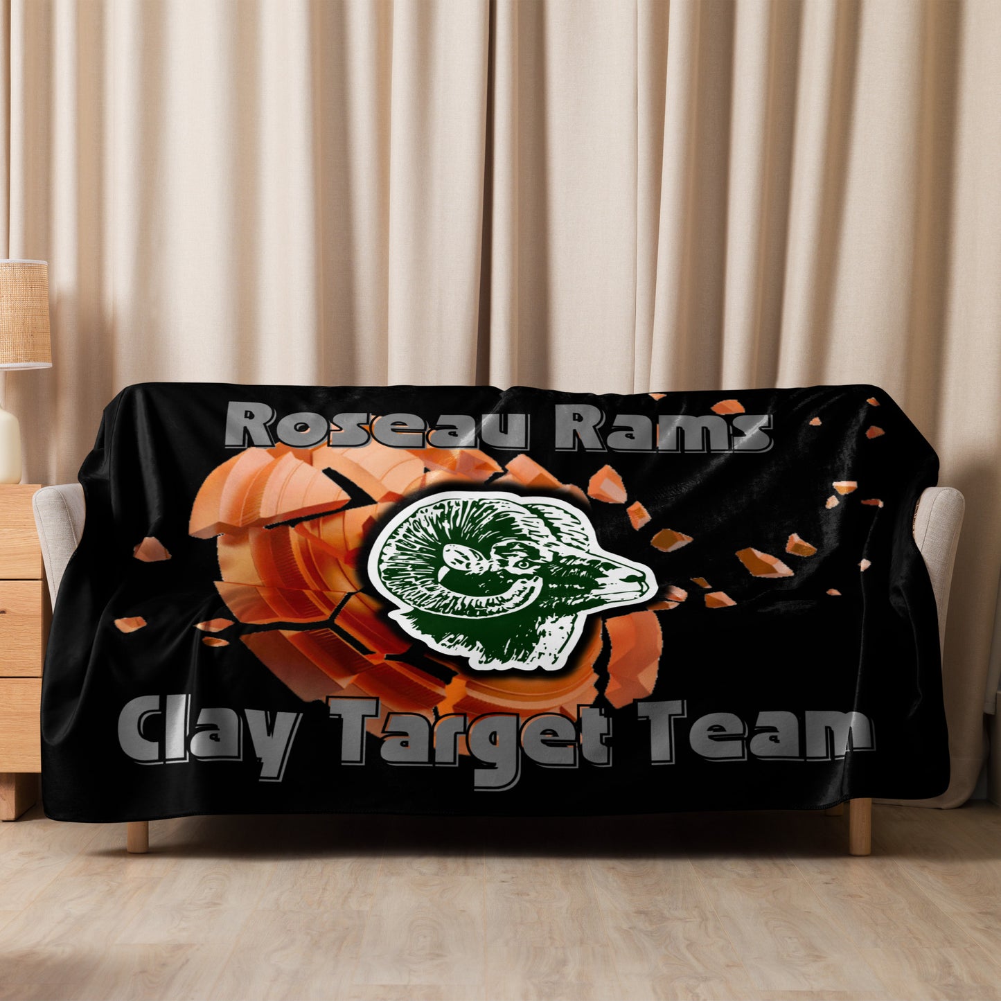 Roseau Rams Clay Target Sherpa blanket