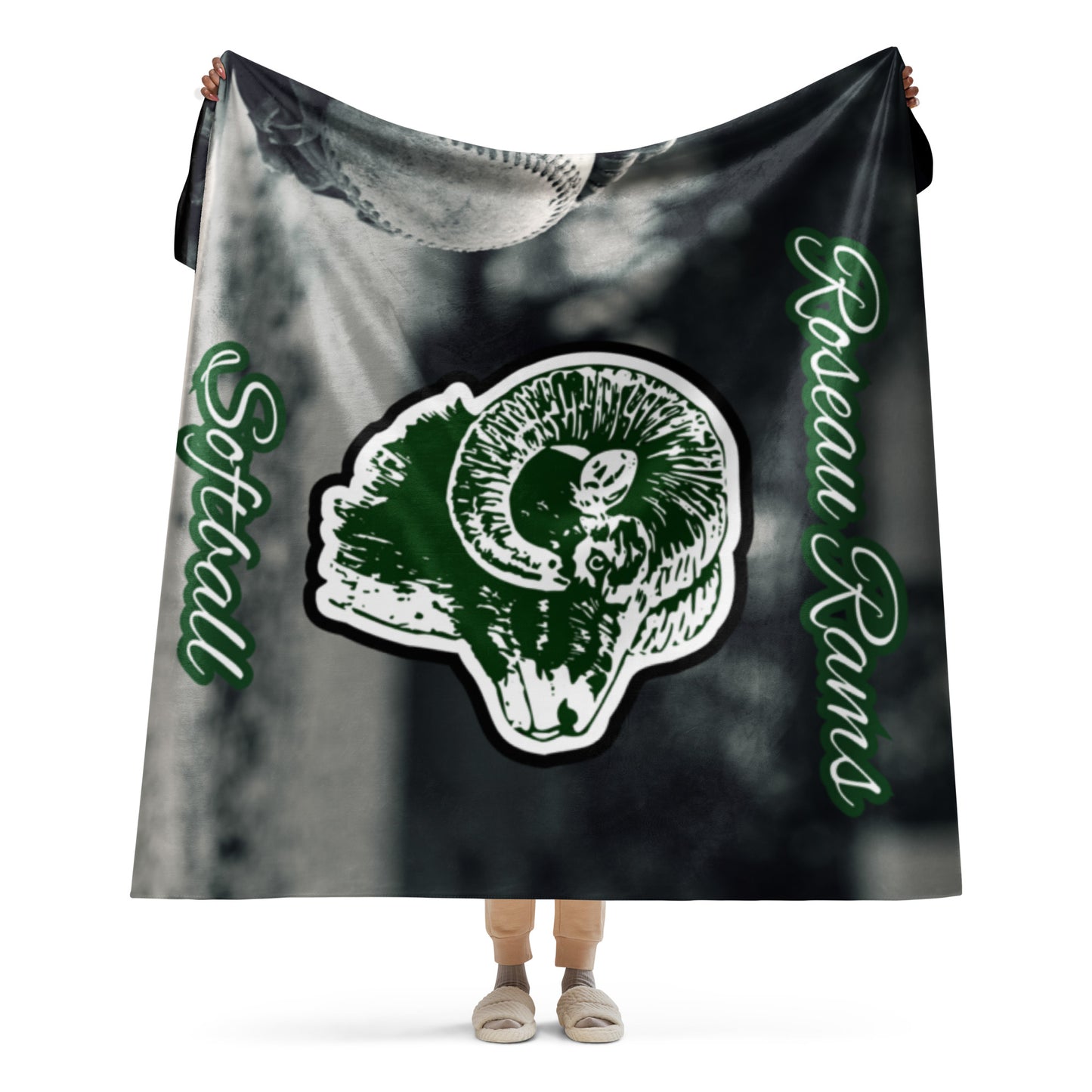 Roseau Rams Softball Sherpa blanket