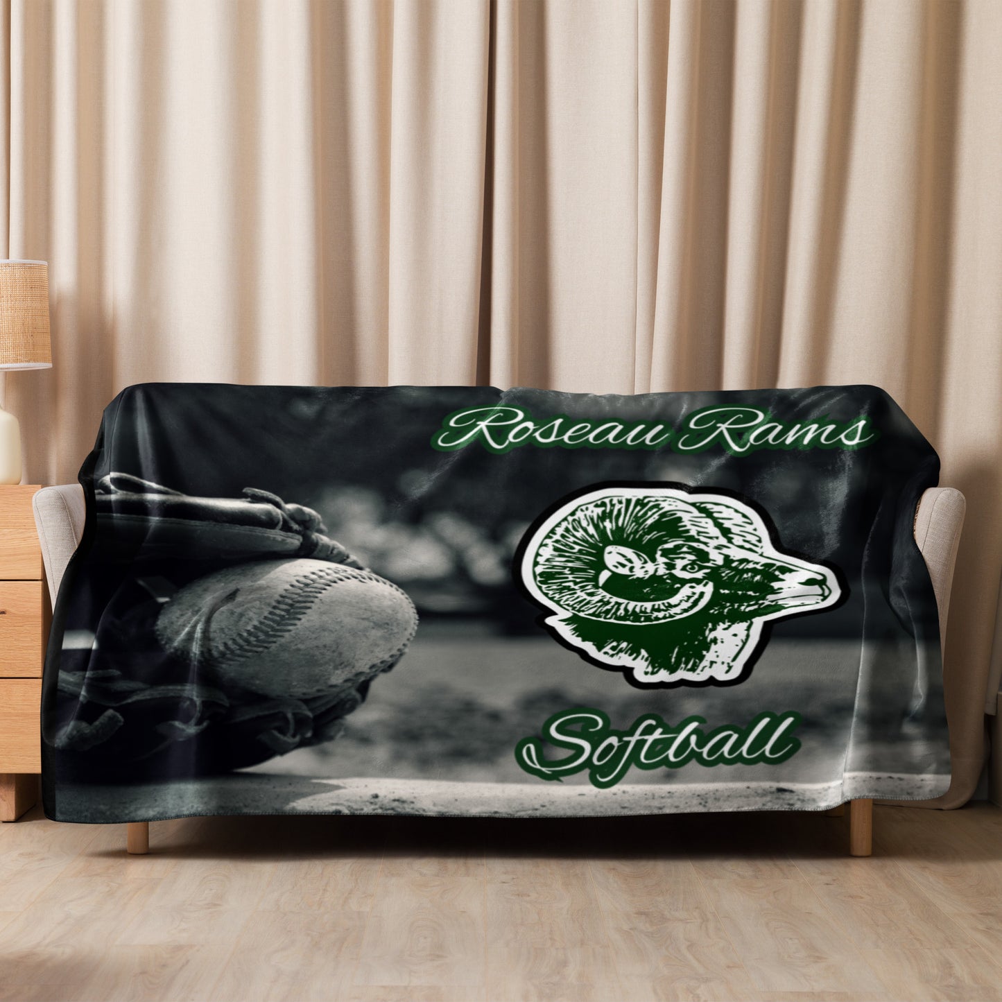 Roseau Rams Softball Sherpa blanket