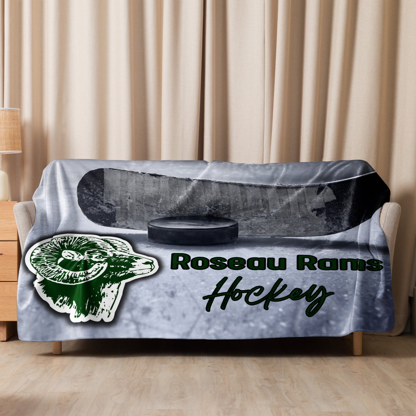 Roseau Rams Hockey Sherpa blanket