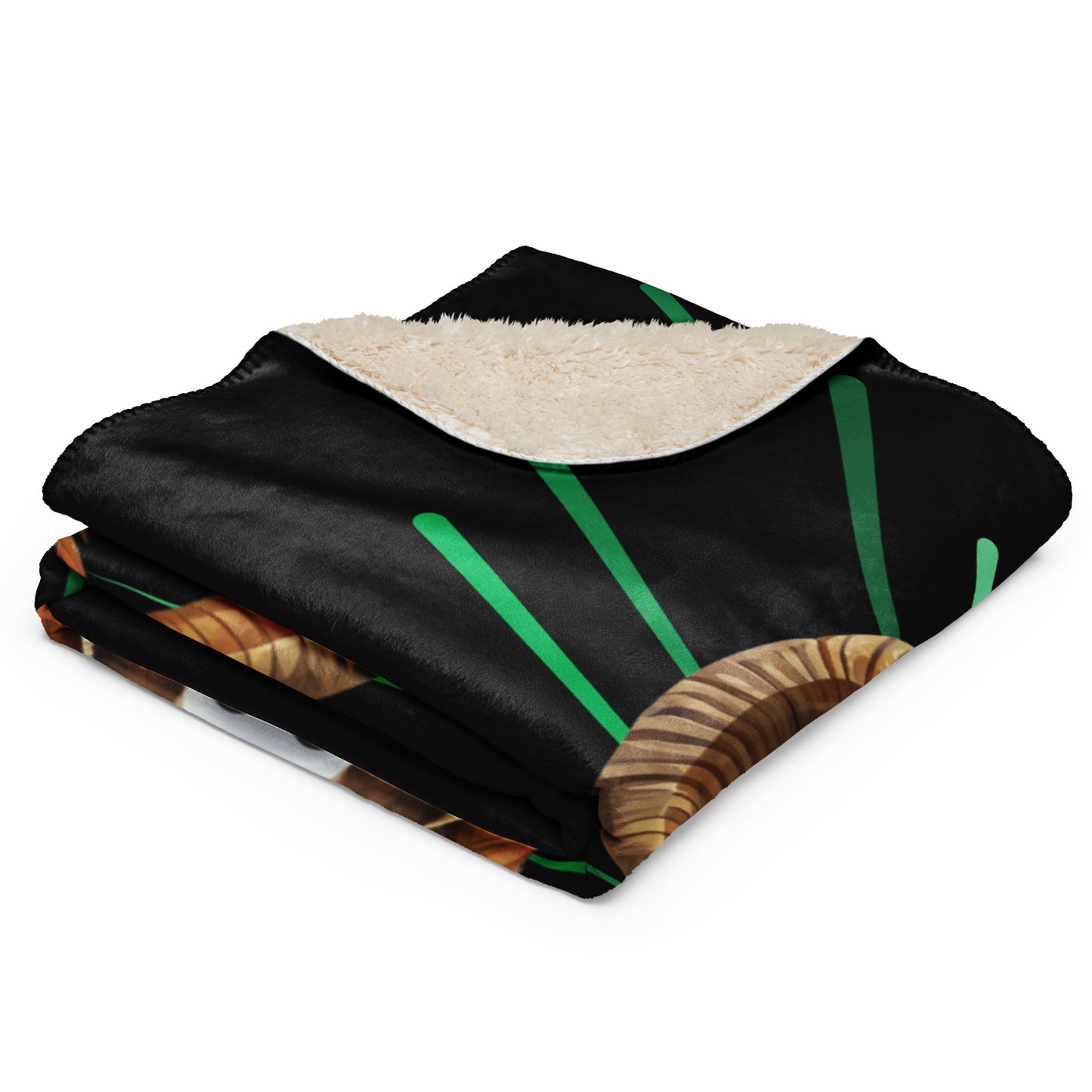 Roseau Ram Green Burst Sherpa blanket