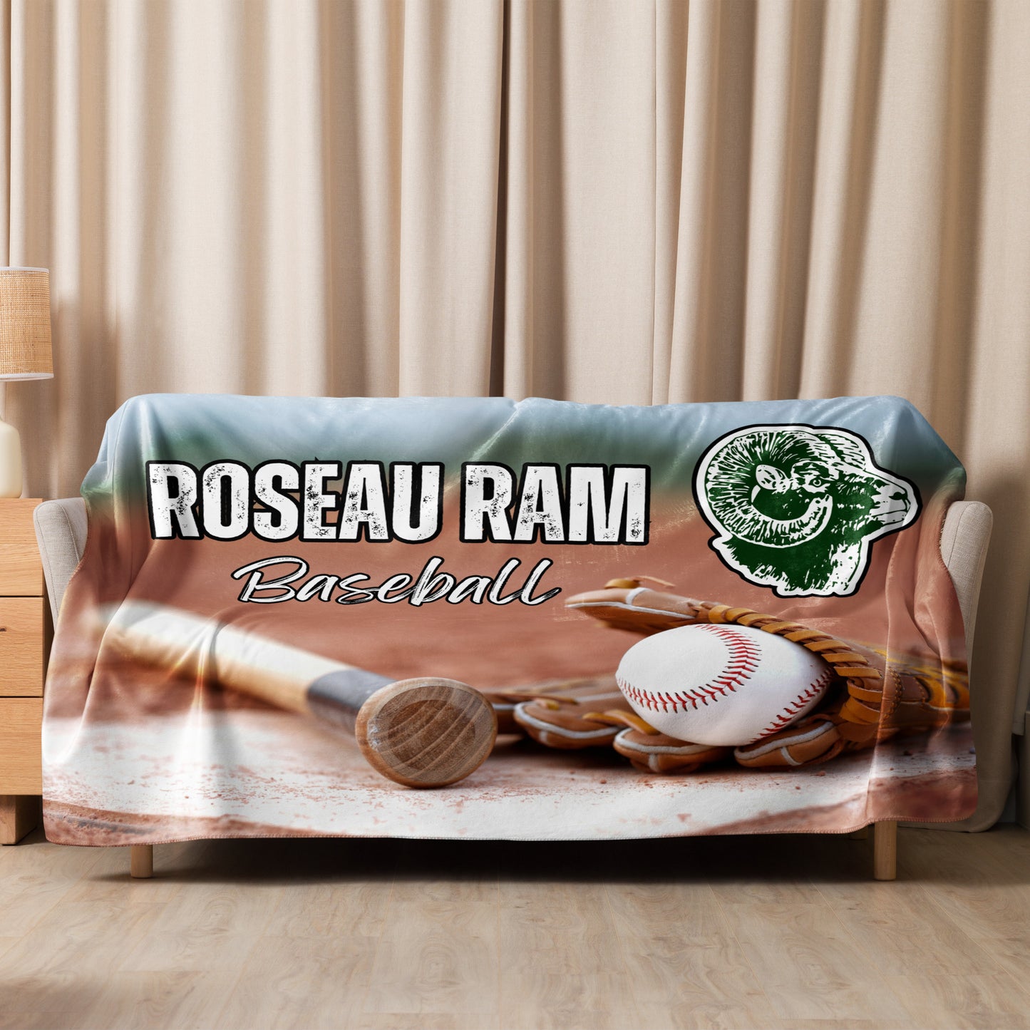 Roseau Ram Baseball Sherpa blanket