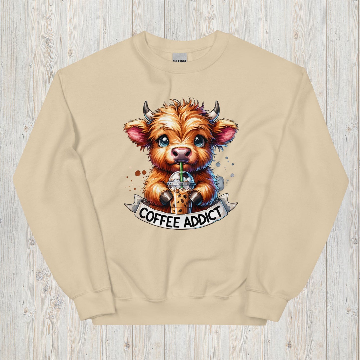 Mini Highlander Cow Coffee Addict Unisex Sweatshirt